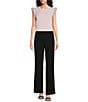 KARL LAGERFELD PARIS Jersey Knit Crew Neck Cap Sleeve Ruffle Tank - Image 4
