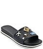 Color:Black - Image 1 - Jeslyn Bon Voyage Leather Charm Slide Sandals
