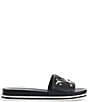 Color:Black - Image 2 - Jeslyn Bon Voyage Leather Charm Slide Sandals