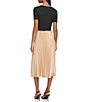 Color:Black/Cappuccino - Image 2 - Shoulder Cut Out Short Sleeve Pleated Midi Dress