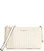 Color:Winter White - Image 1 - Karolina Quilted Pebble Leather Crossbody Bag