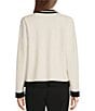 Color:Soft White/Black - Image 2 - Knit Cardigan with Contrast Trim