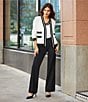 Color:Soft White/Black - Image 5 - Knit Cardigan with Contrast Trim