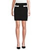 KARL LAGERFELD PARIS Knit Color Block Coordinating Skirt, Color:Black/Soft White - Image 1