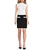 KARL LAGERFELD PARIS Knit Color Block Coordinating Skirt, Color:Black/Soft White - Image 3