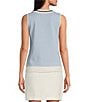 KARL LAGERFELD PARIS Knit Color Block Scoop Neck Sleeveless Top, Color:Chambray/White - Image 2