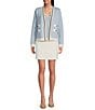 KARL LAGERFELD PARIS Knit Color Block Scoop Neck Sleeveless Top, Color:Chambray/White - Image 3