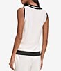 Color:Soft White/Black - Image 2 - Knit Contrast Trim Scoop Neckline Sleeveless Tank
