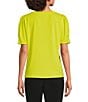 Color:Chartreuse - Image 2 - Knit Crew Neckline Short Sleeve Top