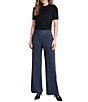 KARL LAGERFELD PARIS Knit Denim Flat Front Full Length Sailor Pants - Image 3