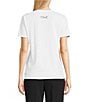 KARL LAGERFELD PARIS Knit Eiffel Tower Round Neck Short Sleeve Tee, Color:White/Blue - Image 2
