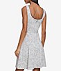 Color:Black/White - Image 2 - Knit Jacquard Square Neck Sleeveless Belted Mini Dress
