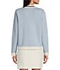 KARL LAGERFELD PARIS Knit Open Front Long Sleeve Color Block Cardigan, Color:Chambray White - Image 2