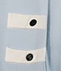 KARL LAGERFELD PARIS Knit Open Front Long Sleeve Color Block Cardigan, Color:Chambray White - Image 4