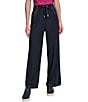 KARL LAGERFELD PARIS Knit Refined Jersey Flat Front Wide Leg Drawstring Front Pants - Image 1