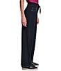 KARL LAGERFELD PARIS Knit Refined Jersey Flat Front Wide Leg Drawstring Front Pants - Image 3
