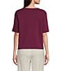 KARL LAGERFELD PARIS Knit Rhinestone Crew Neck Short Sleeve Top, Color:Wine - Image 2