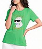 KARL LAGERFELD PARIS Knit Sailor Crew Neck Short Sleeve Sailor Choupette Logo Tee - Image 1