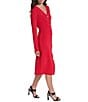 KARL LAGERFELLD PARIS Knit V-Neck Button Front Midi Dress - Image 3