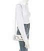 Color:White Multi - Image 4 - Kosette Embellished and Striped Stitching Small Shoulder Bag