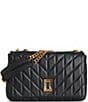 KARL LAGERFELD PARIS Lafayette Medium Quilted Shoulder Bag, Color:Black/Gold - Image 1