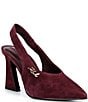 KARL LAGERFELD PARIS Lauryn Suede Slingback Block Heel Pumps - Image 1