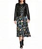 KARL LAGERFELD PARIS Leather Crew Neck Long Sleeve Jacket - Image 3