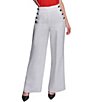 KARL LAGERFELD PARIS Linen Flat Front Wide Leg Coordinating Sailor Pants - Image 5