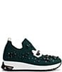 Color:Forrest Green - Image 2 - Malna Rhinestone Embellished Slip-On Sneakers