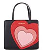 Color:Black/Red - Image 1 - Maybelle Vegan Leather Logo Multi Heart Satchel Bag
