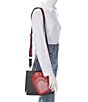 Color:Black/Red - Image 4 - Maybelle Vegan Leather Logo Multi Heart Satchel Bag
