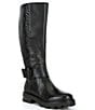 Color:Black - Image 1 - Meara 50/50 Leather Lug Sole Tall Boots