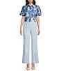 KARL LAGERFELD PARIS Mid Rise Flat Front Wide Leg Coordinating Pants, Color:Blue Aura - Image 3