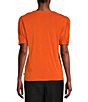 Color:Rust - Image 2 - Mixed Media Short Sleeve Scoop Neck Cotton Top