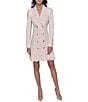 KARL LAGERFELD PARIS Notch Lapel Collar Long Sleeve Chiffon Flounce Hem Mini Blazer Dress, Color:Rose - Image 1