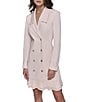 KARL LAGERFELD PARIS Notch Lapel Collar Long Sleeve Chiffon Flounce Hem Mini Blazer Dress, Color:Rose - Image 3
