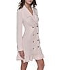 KARL LAGERFELD PARIS Notch Lapel Collar Long Sleeve Chiffon Flounce Hem Mini Blazer Dress, Color:Rose - Image 4
