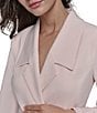 KARL LAGERFELD PARIS Notch Lapel Collar Long Sleeve Chiffon Flounce Hem Mini Blazer Dress, Color:Rose - Image 5
