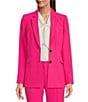 Color:Fuschia - Image 1 - Notch Lapel Long Sleeve Suit Blazer Jacket