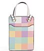 Color:Blush Comb - Image 2 - Pastel Maybelle Signature Icon Small Top Handle Bag