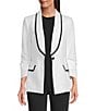 KARL LAGERFELD PARIS Peak Lapel 3/4 Sleeves Framed Jacket, Color:Soft White/Black - Image 1