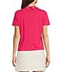 KARL LAGERFELD PARIS Pearl Flower Embellished Point Collar Short Sleeve Polo, Color:Teaberry - Image 2