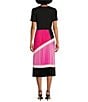 Color:Black Multi - Image 2 - Pleated Color Block Crew Neckline Short Sleeve Dress