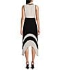Color:Soft White/Black - Image 2 - Pleated Colorblock V-Neck Sleeveless Midi Dress