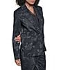 KARL LAGERFELD PARIS Ponte Floral Print Notch Lapel Long Sleeve Coordinating Jacket - Image 3