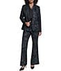 KARL LAGERFELD PARIS Ponte Floral Print Notch Lapel Long Sleeve Coordinating Jacket - Image 5
