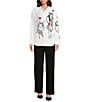 KARL LAGERFELD PARIS Poplin Embellished Sketch Graphic Point Collar Long Sleeve Button-Front Shirt, Color:White - Image 3