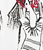 KARL LAGERFELD PARIS Poplin Embellished Sketch Graphic Point Collar Long Sleeve Button-Front Shirt, Color:White - Image 4