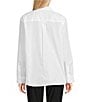 KARL LAGERFELD PARIS Poplin Gold Motif Point Collar Long Sleeve Oversized Button Down Shirt, Color:White/Gold - Image 2