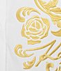 KARL LAGERFELD PARIS Poplin Gold Motif Point Collar Long Sleeve Oversized Button Down Shirt, Color:White/Gold - Image 4